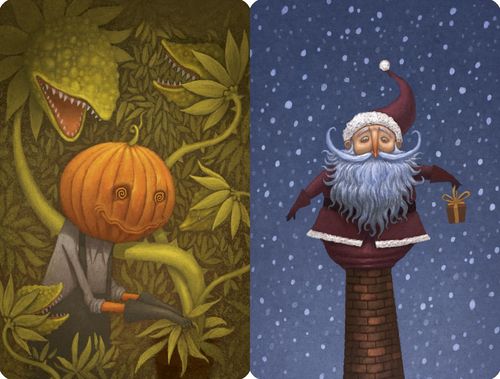 Обложка игры Dixit: "Pumpkinhead" and "Santa" promo cards